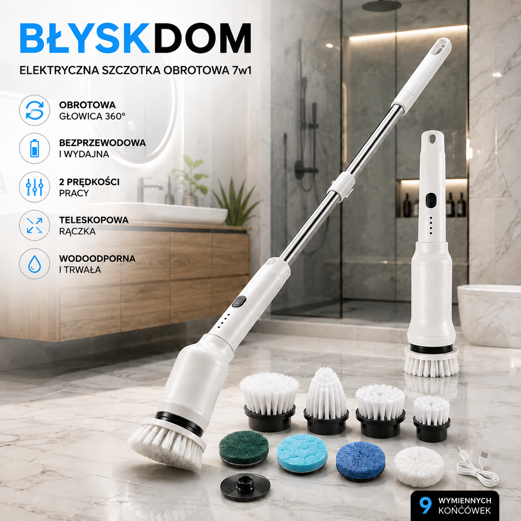 Błyskdom™ — Elektryczna Szczotka do Czyszczenia